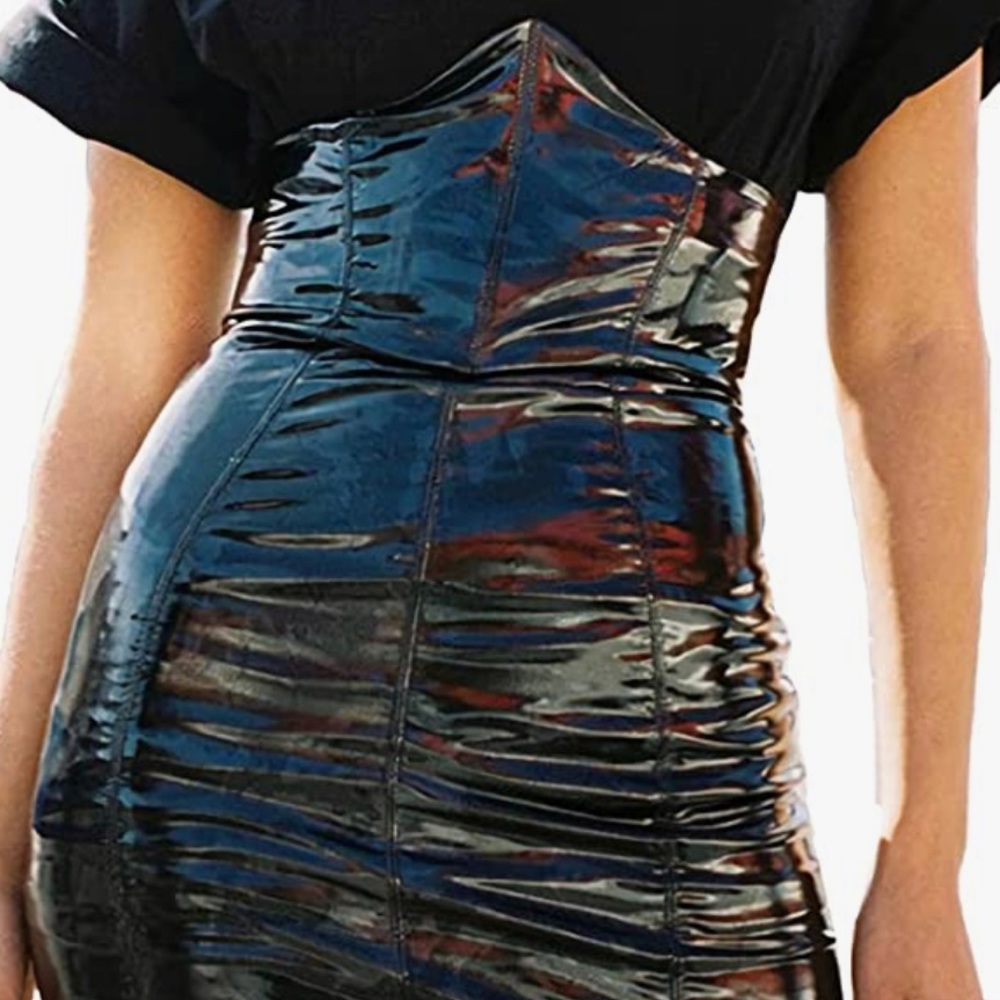 High waisted faux leather Corset skirt.